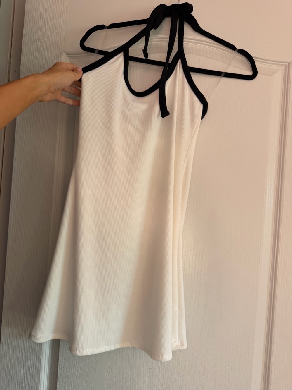 See You Monday White Halter Cami with Black Trim